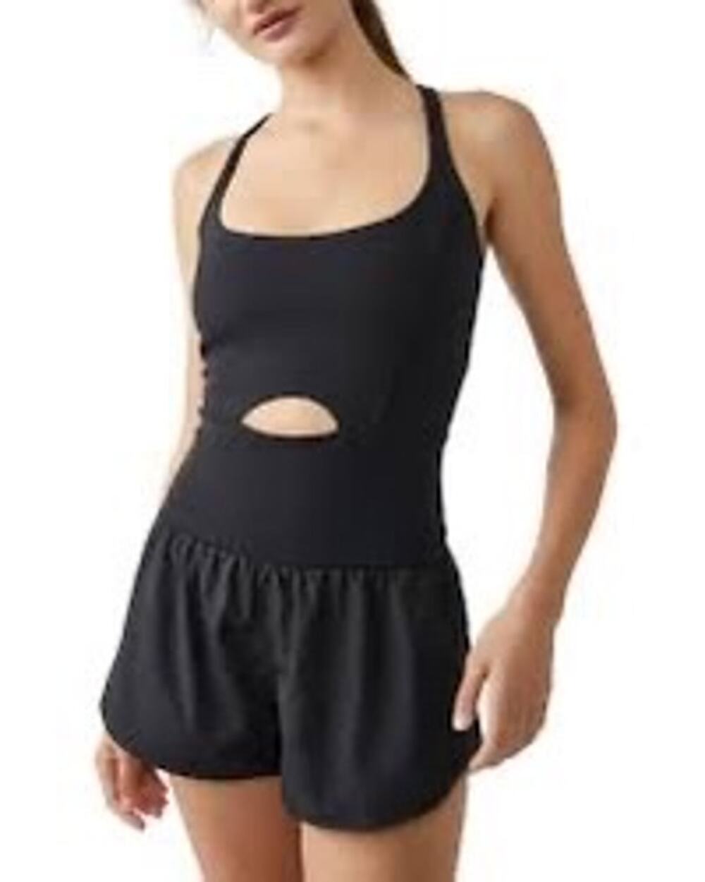 Athletic Workout Romper Black - FP Movement Righteous Runsie Style Dupe - Medium